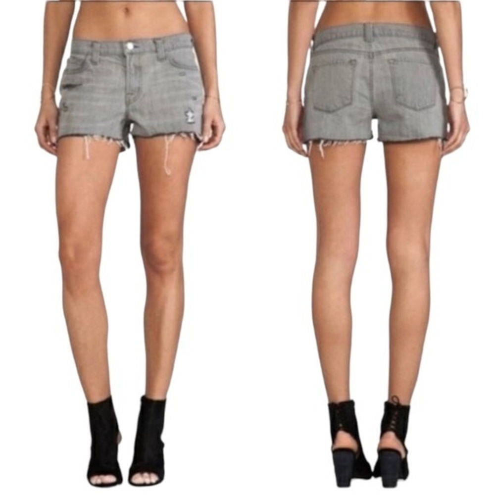 J Brand Cut Off Distressed Denim Shorts in Hilo Grey